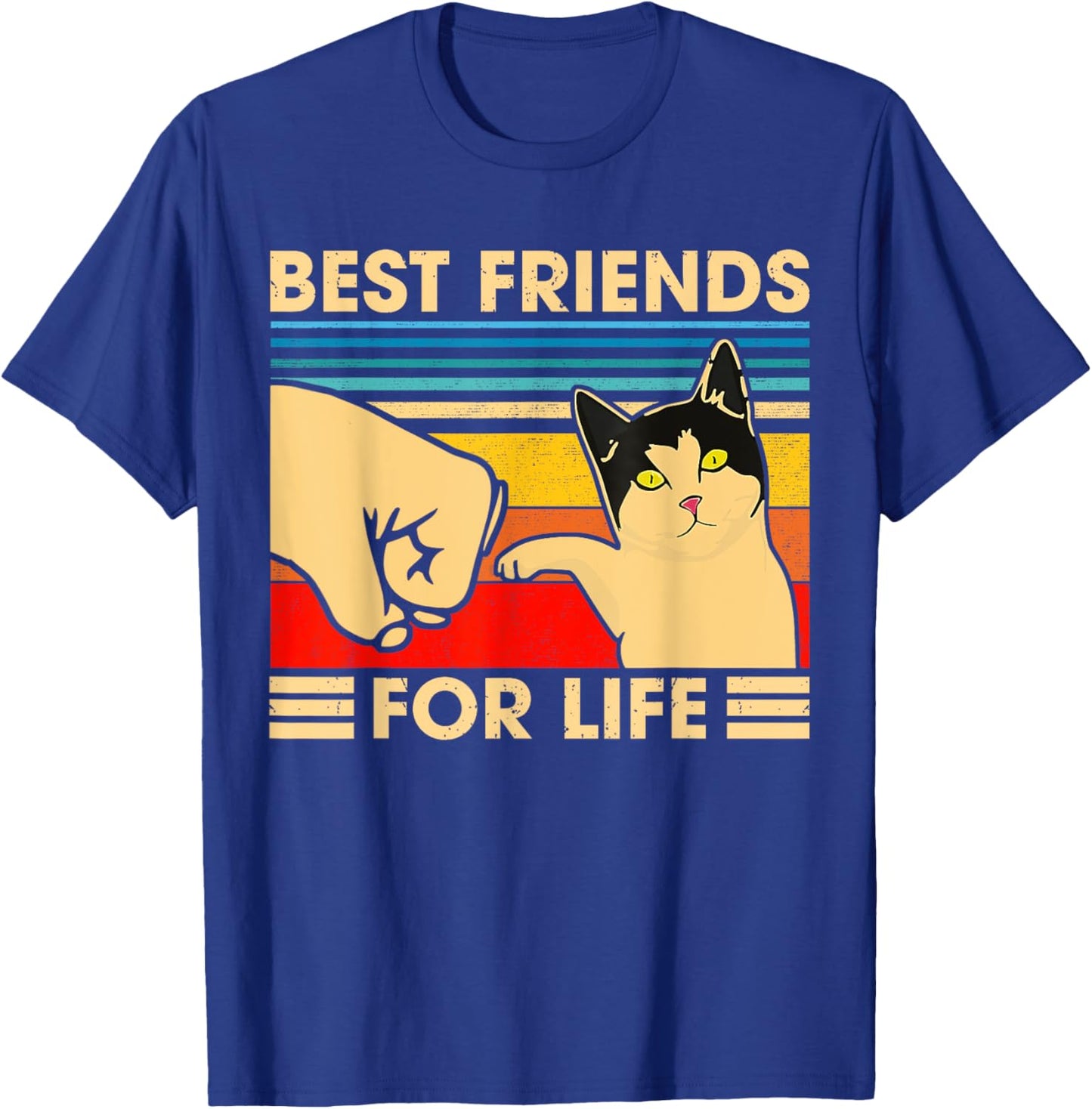 Vintage Cat Best Friends For Life Fist Bump Funny Cat Lovers T-Shirt - T-Shirt | Royal