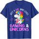Just A Girl Who Loves Gaming and Unicorns Cute Gamer Gift T-Shirt - T-Shirt | Royal