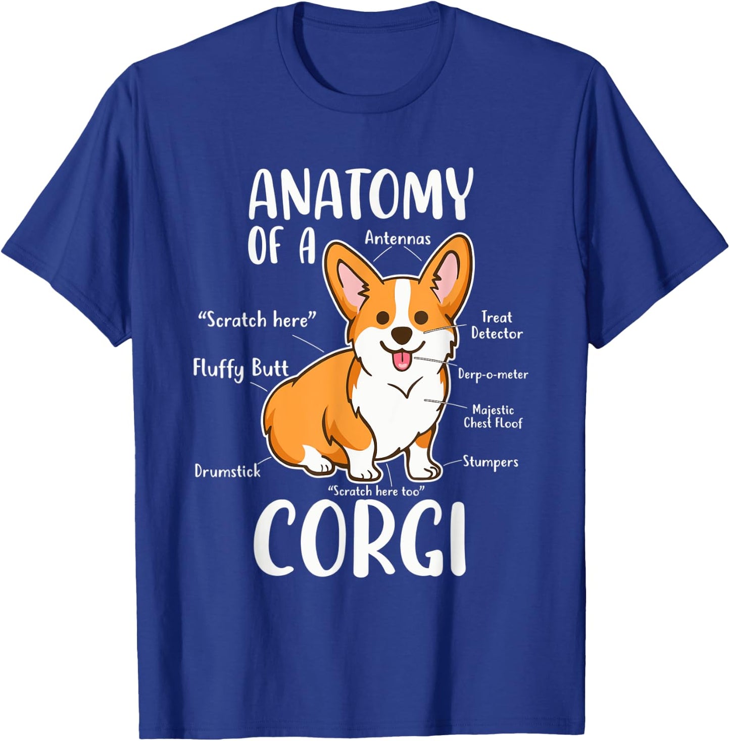 Anatomy Of A Corgi Funny Dog Apparel Men Women T-Shirt - T-Shirt | Royal