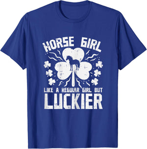 St Patricks Day Horse Girl Luckier Saint Pattys Paddys Women T-Shirt - T-Shirt | Royal