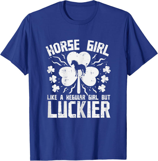 St Patricks Day Horse Girl Luckier Saint Pattys Paddys Women T-Shirt - T-Shirt | Royal