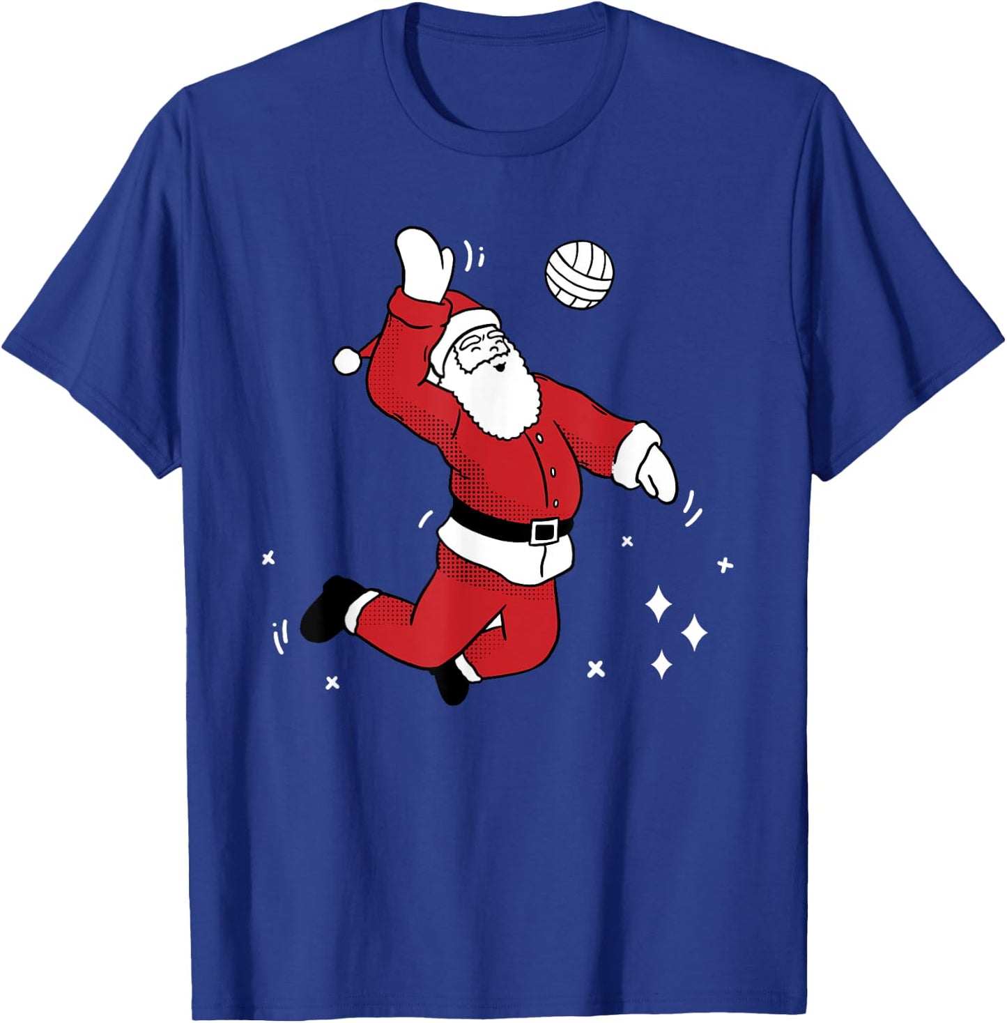 Santa Playing Volleyball Christmas Pajama Cool Sport X-Mas T-Shirt - T-Shirt | Royal