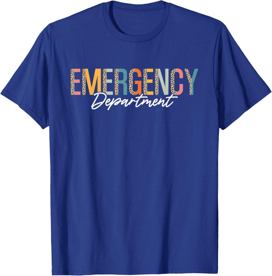 Emergency Department Emergency Room Nursing Retro Leopard T-Shirt - T-Shirt | Royal