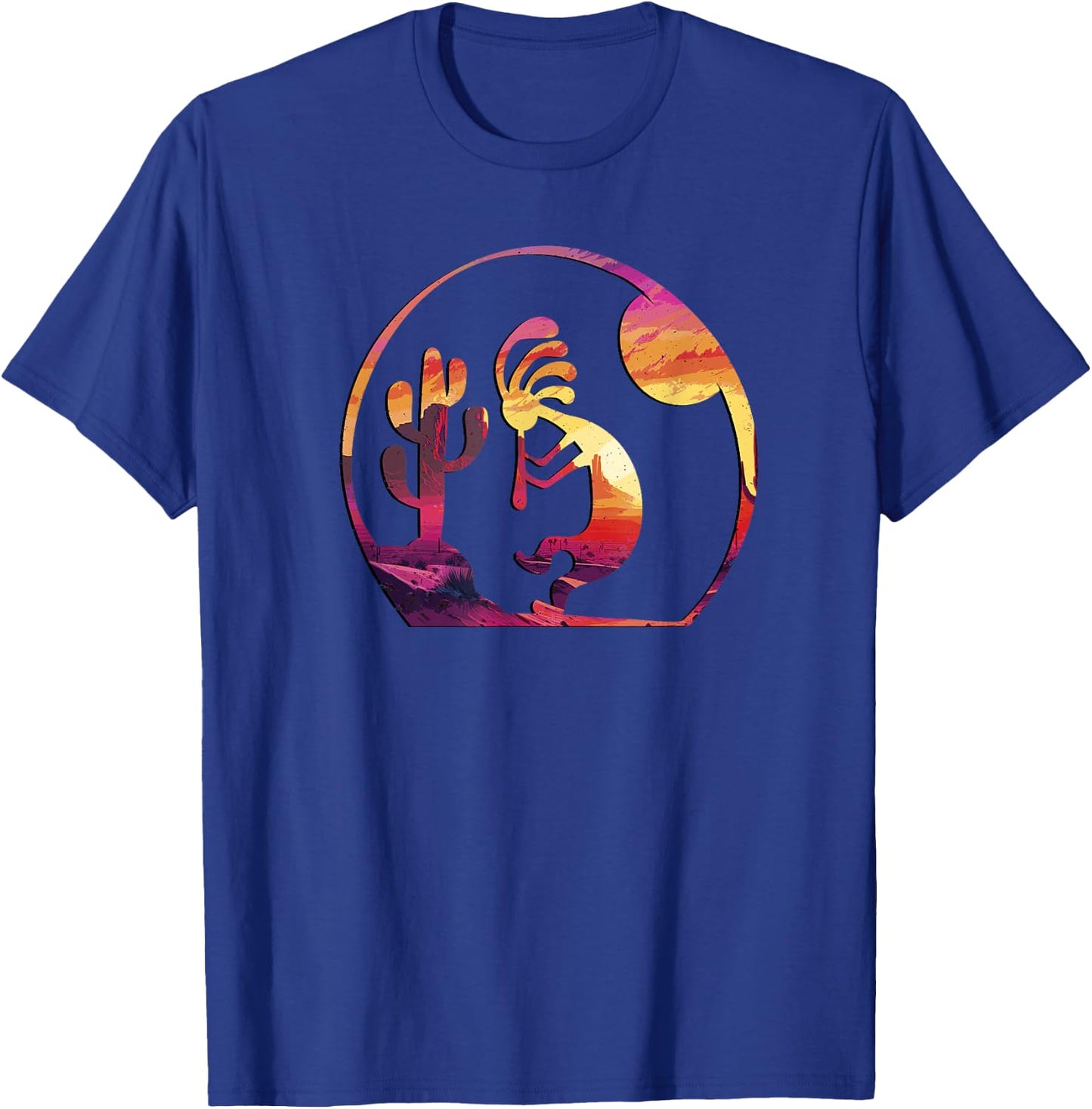 Vintage Native American Symbol Sunset Kokopelli T-Shirt - T-Shirt | Royal