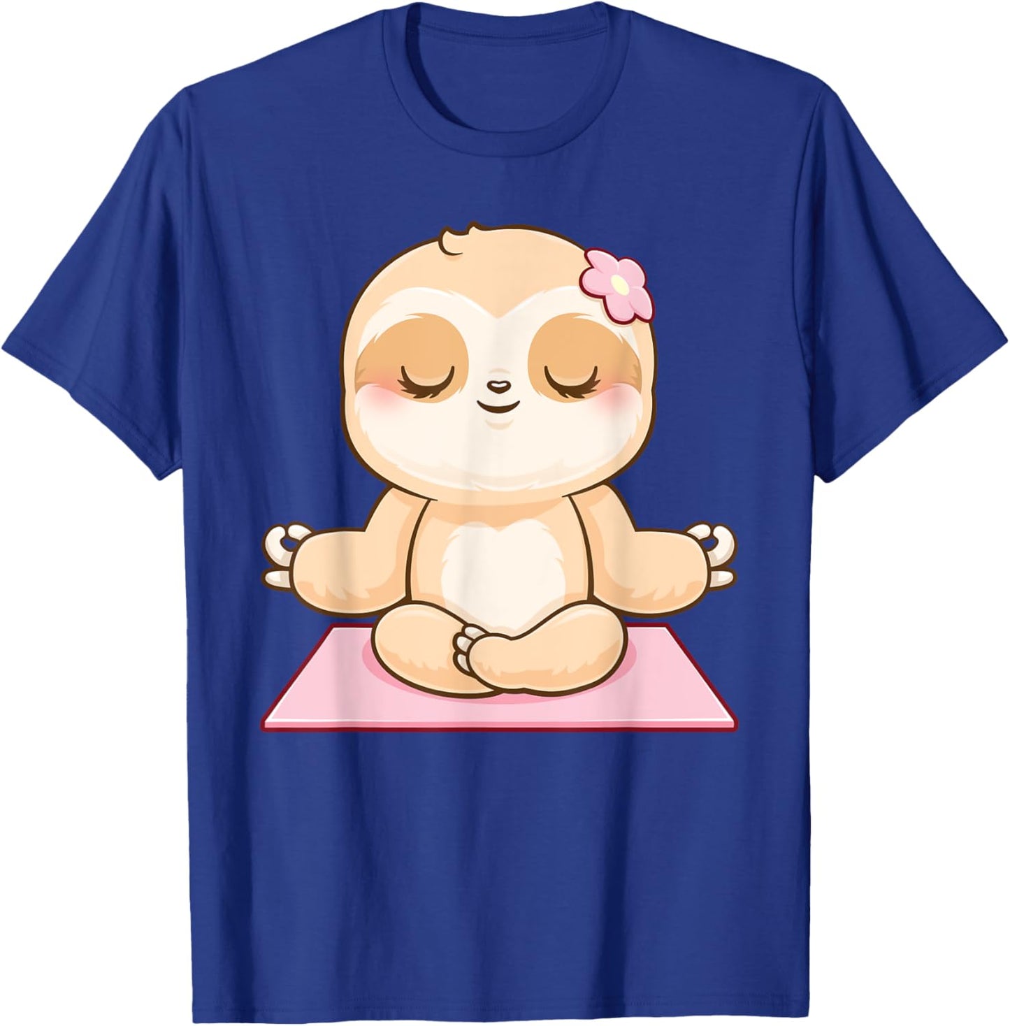 Girls Yoga Meditating Cute Fitness Meditation Sloth T-Shirt - T-Shirt | Royal