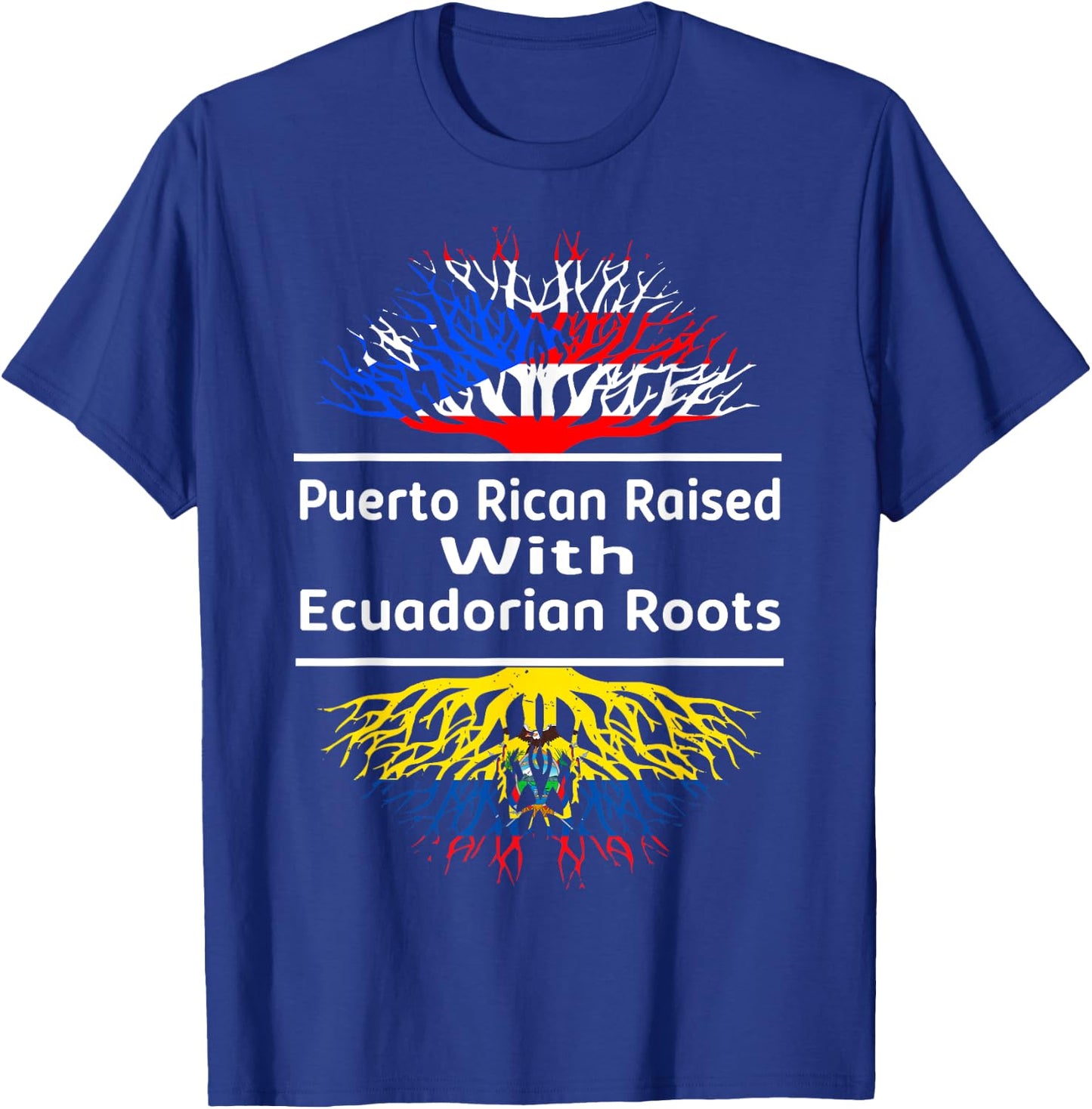 Half Ecuadorian Half Puerto Rican Rico Ecuador Flag Roots T-Shirt - T-Shirt | Royal