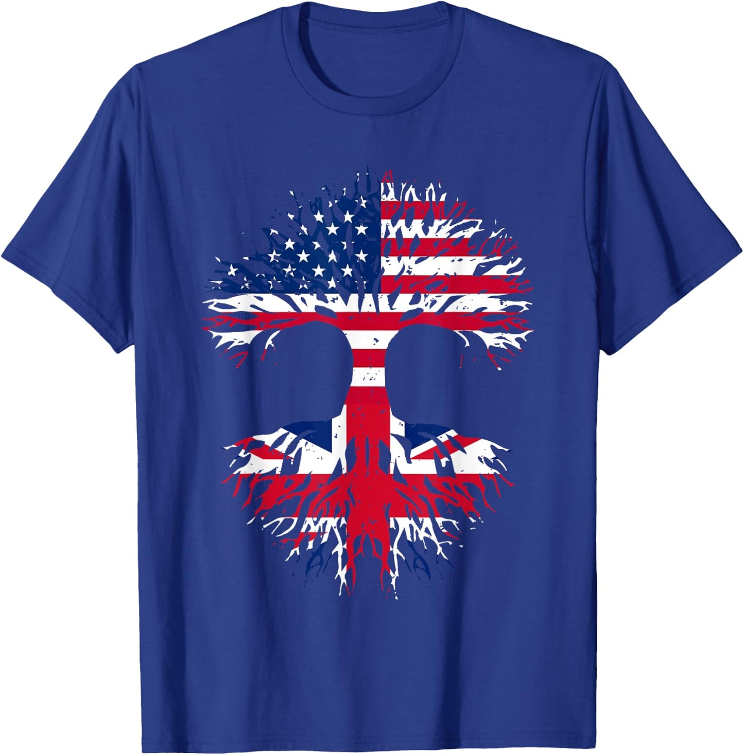 British Roots American Grown Tree USA Flag United Kingdom Women Men T-Shirt - T-Shirt | Royal