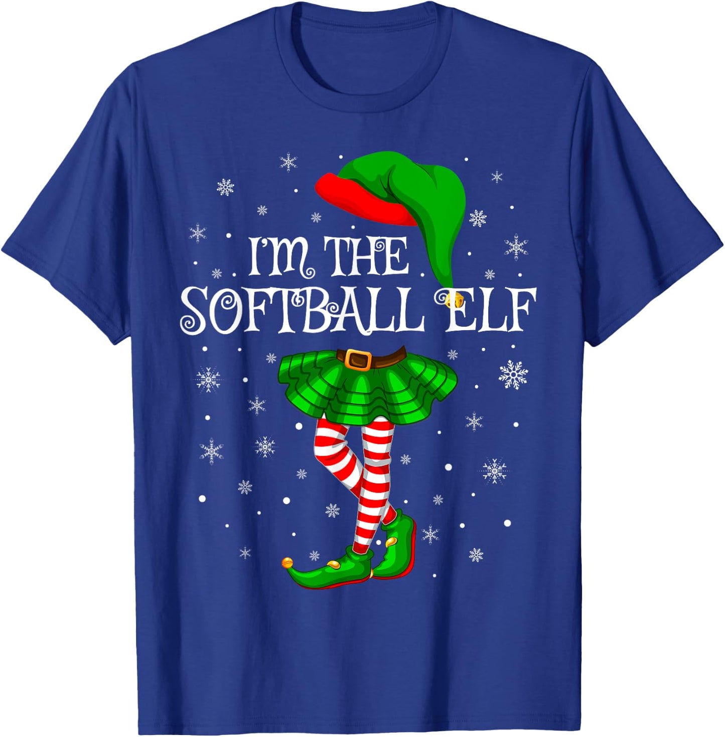 Family Matching Women Girls I'm The Softball Elf Christmas T-Shirt - T-Shirt | Royal