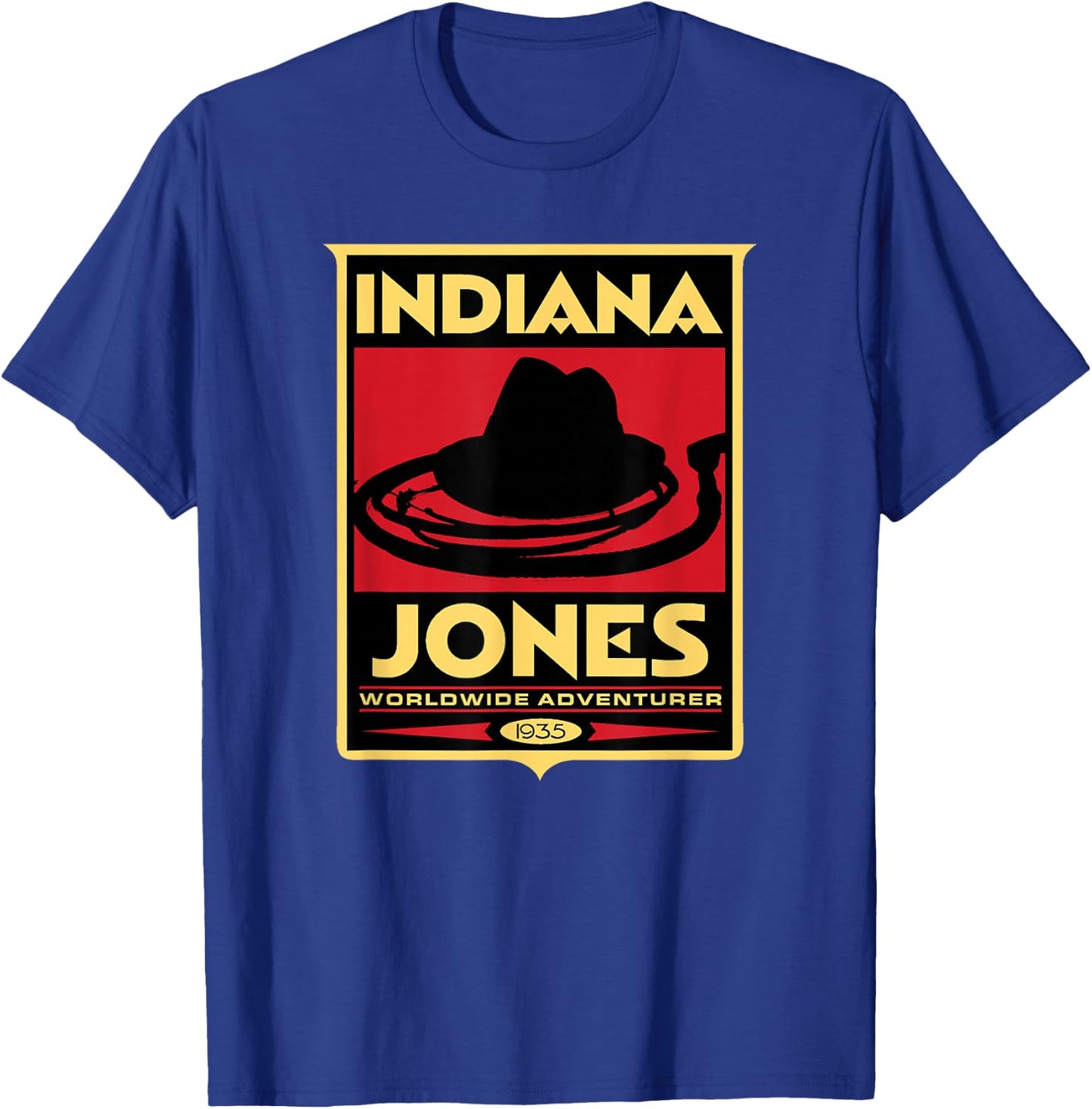 Indiana Jones -Adults, Kids , White, Short Sleeve, Classic Fit, Graphic, Vintage Modern Graphic T-Shirt - T-Shirt | Royal