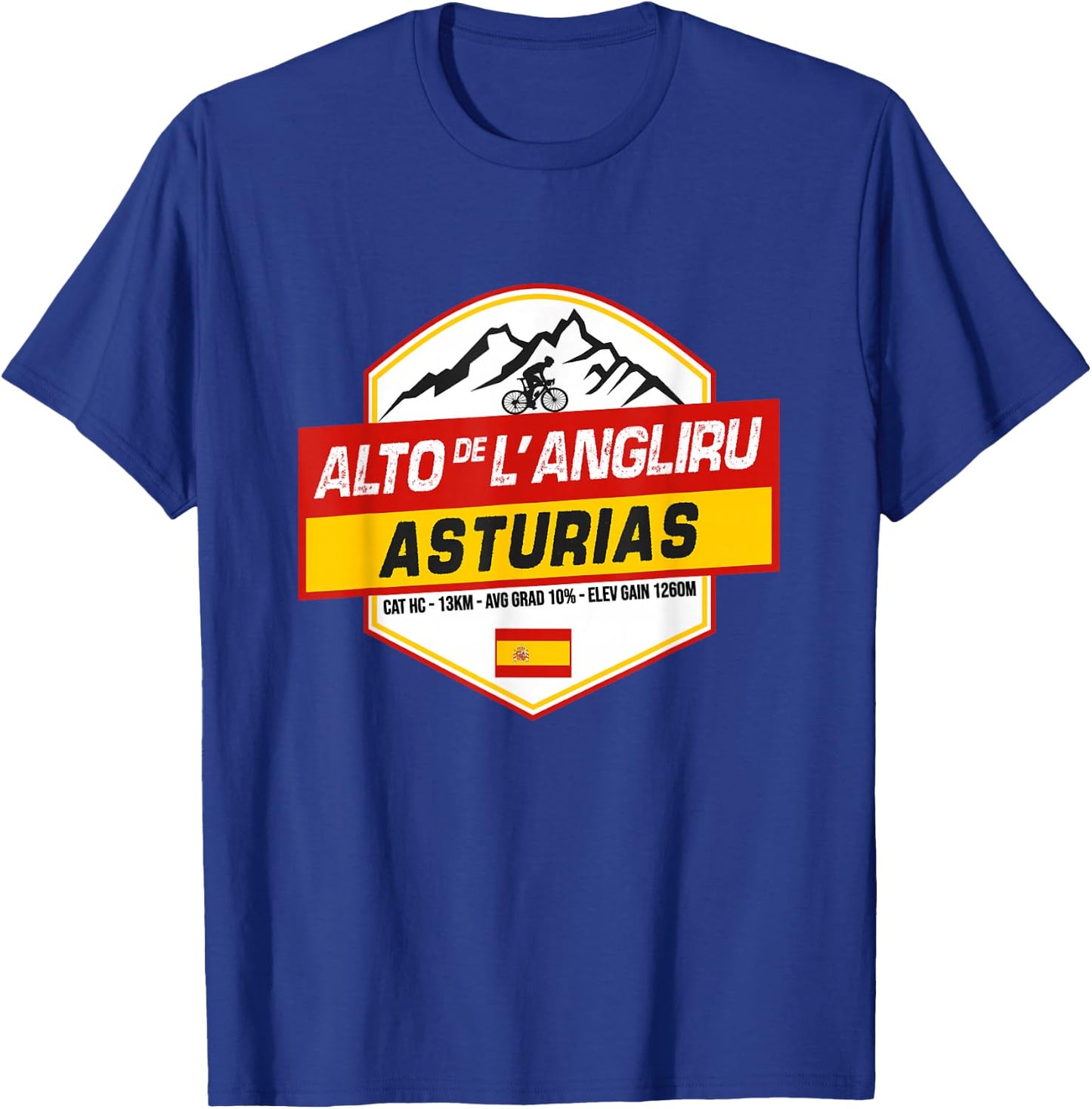Alto de l'Angliru Cyclist Asturias Spain Cycling Holiday T-Shirt - T-Shirt | Royal