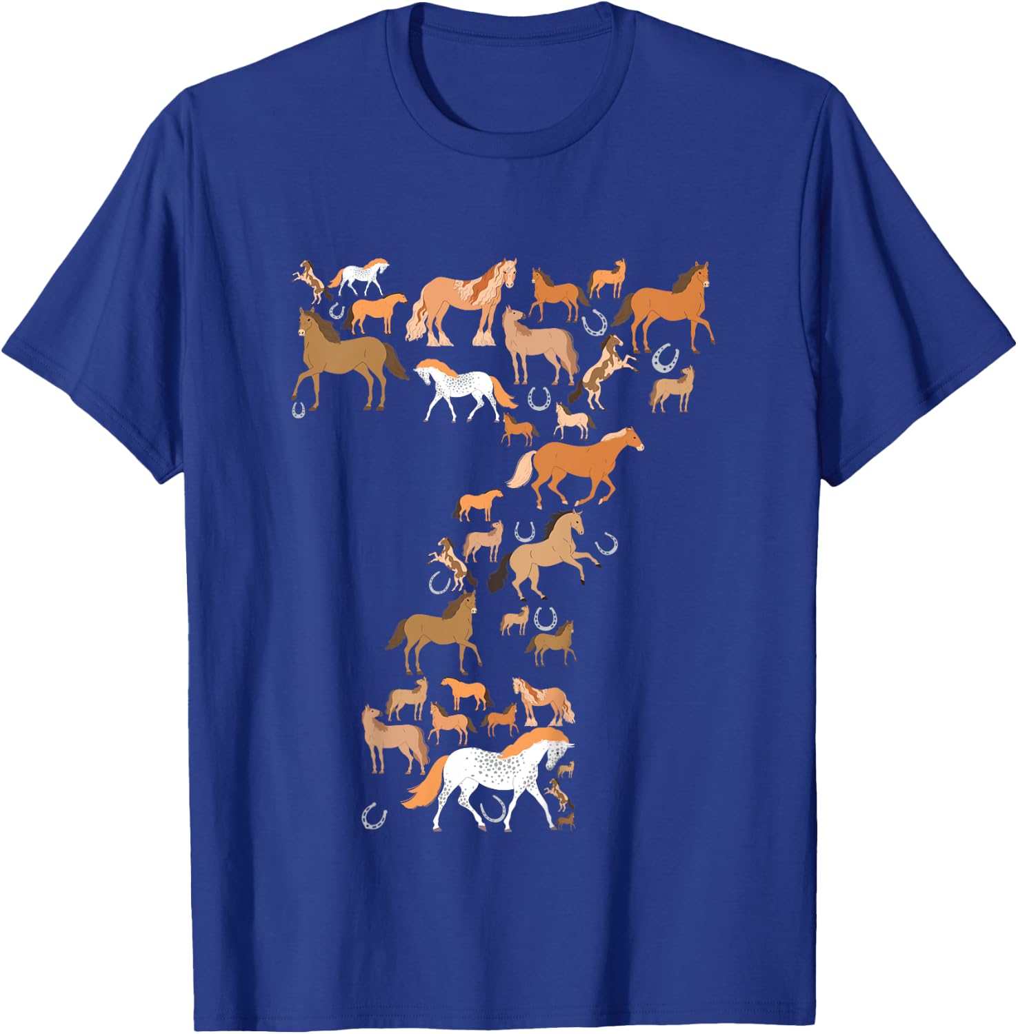 Little Girls 7 Years Old 7th Birthday Horse Graphic Cute T-Shirt - T-Shirt | Royal