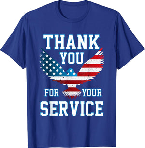 Thank You for your Service Patriotic Eagle Veterans Day Women Kids Men T-Shirt - T-Shirt | Royal