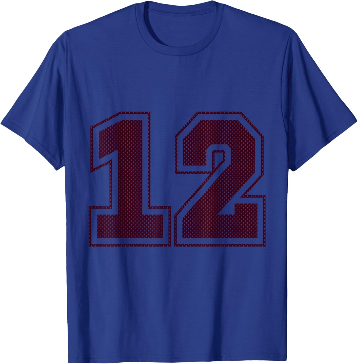 Sports #12 Maroon Mesh Print Jersey Style T-Shirt - T-Shirt | Royal