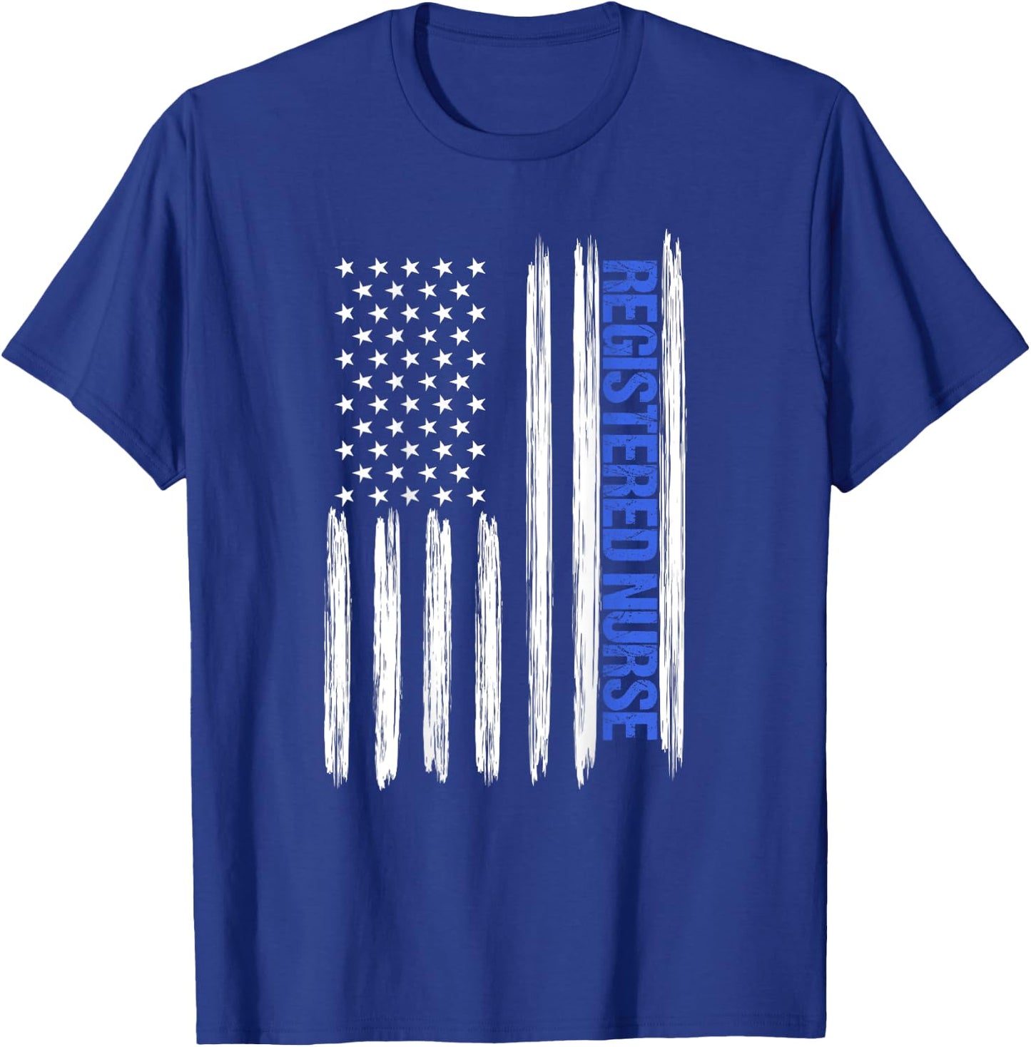Registered Nurse Distressed American Flag BACK PRINT Women Men T-Shirt - T-Shirt | Royal