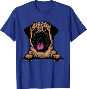 Jaption Dekun Dogs English Mastiff Dog Breed Popping Up - Grey, Women's, Small, Short Sleeve, Classic Fit, Cotton 50% Polyester 50% T-Shirt - T-Shirt | Royal