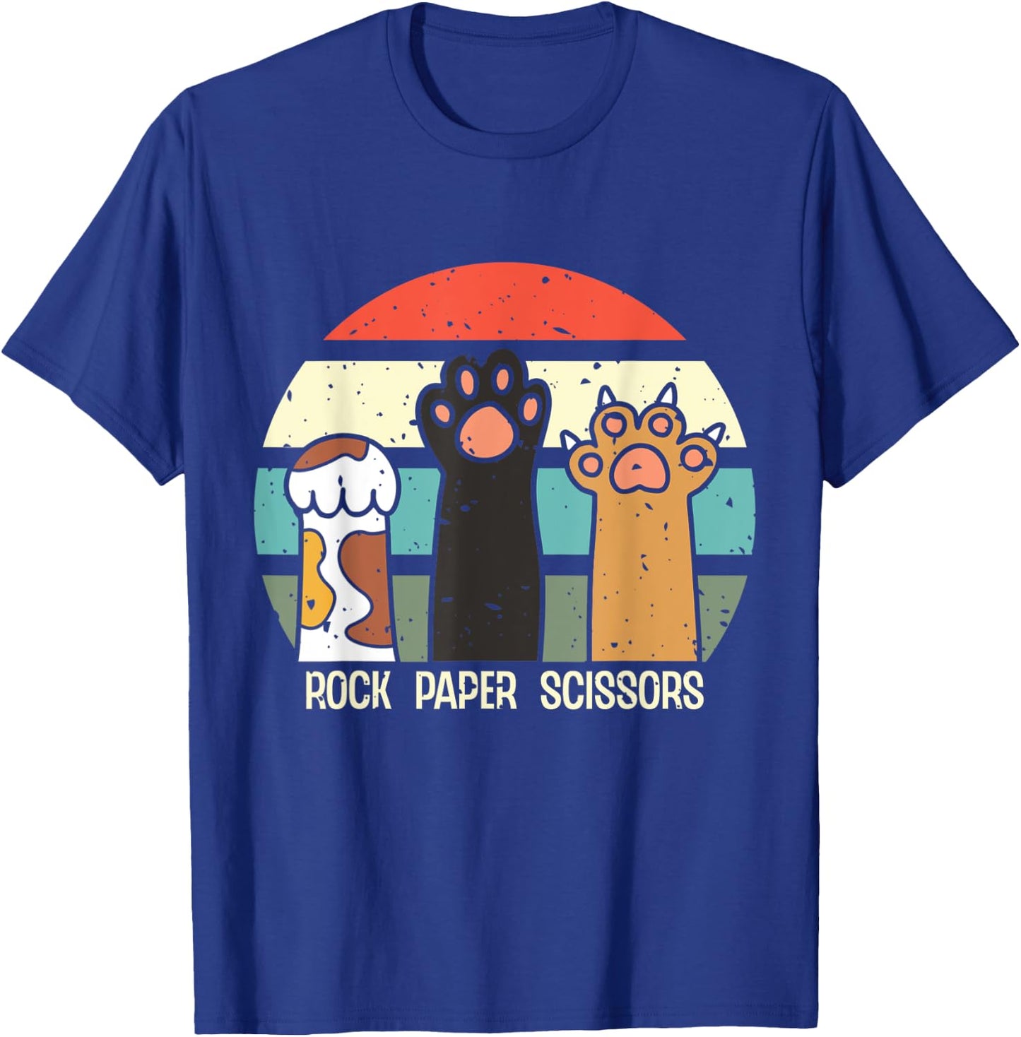 Rock Paper Scissors Hand Game Meme Animal Paw Cat Women Girls Kids T-Shirt - T-Shirt | Royal
