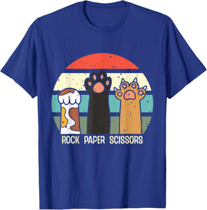 Rock Paper Scissors Hand Game Meme Animal Paw Cat Women Girls Kids T-Shirt - T-Shirt | Royal