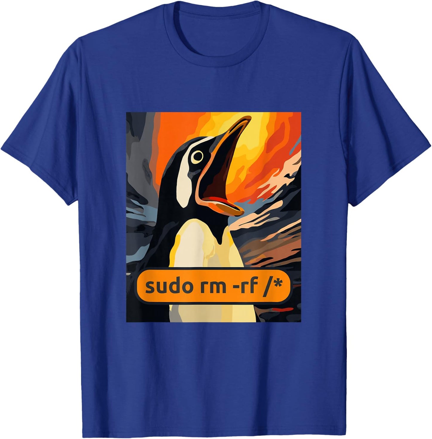 Screaming Tux Linux sudo rm -rf/ T-Shirt - T-Shirt | Royal
