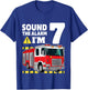 Kids 7th Birthday Boy Fire Truck 7 Seven Year Old Firefighter T-Shirt - T-Shirt | Royal