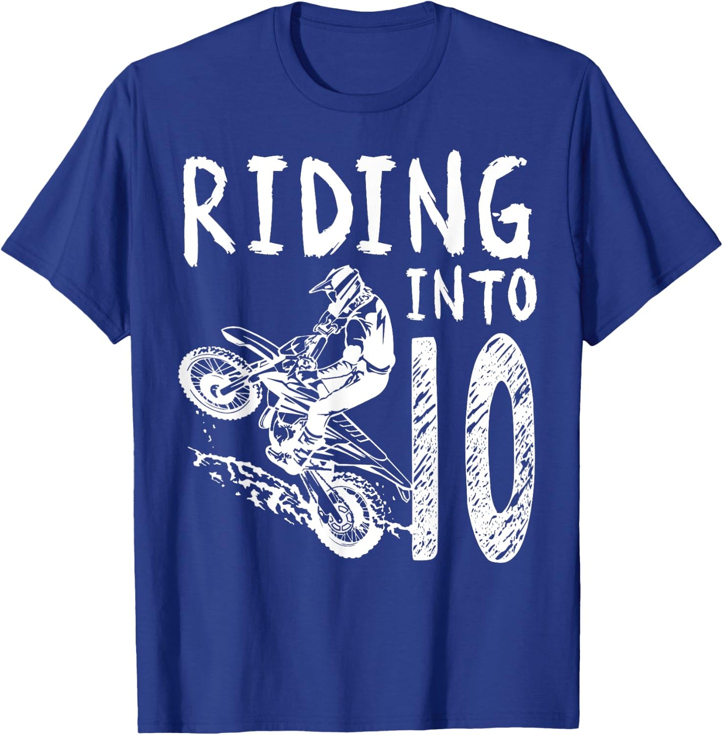 Riding Into 10th Birthday Boy Dirt Bike Party 10 Year Old T-Shirt - T-Shirt | Royal