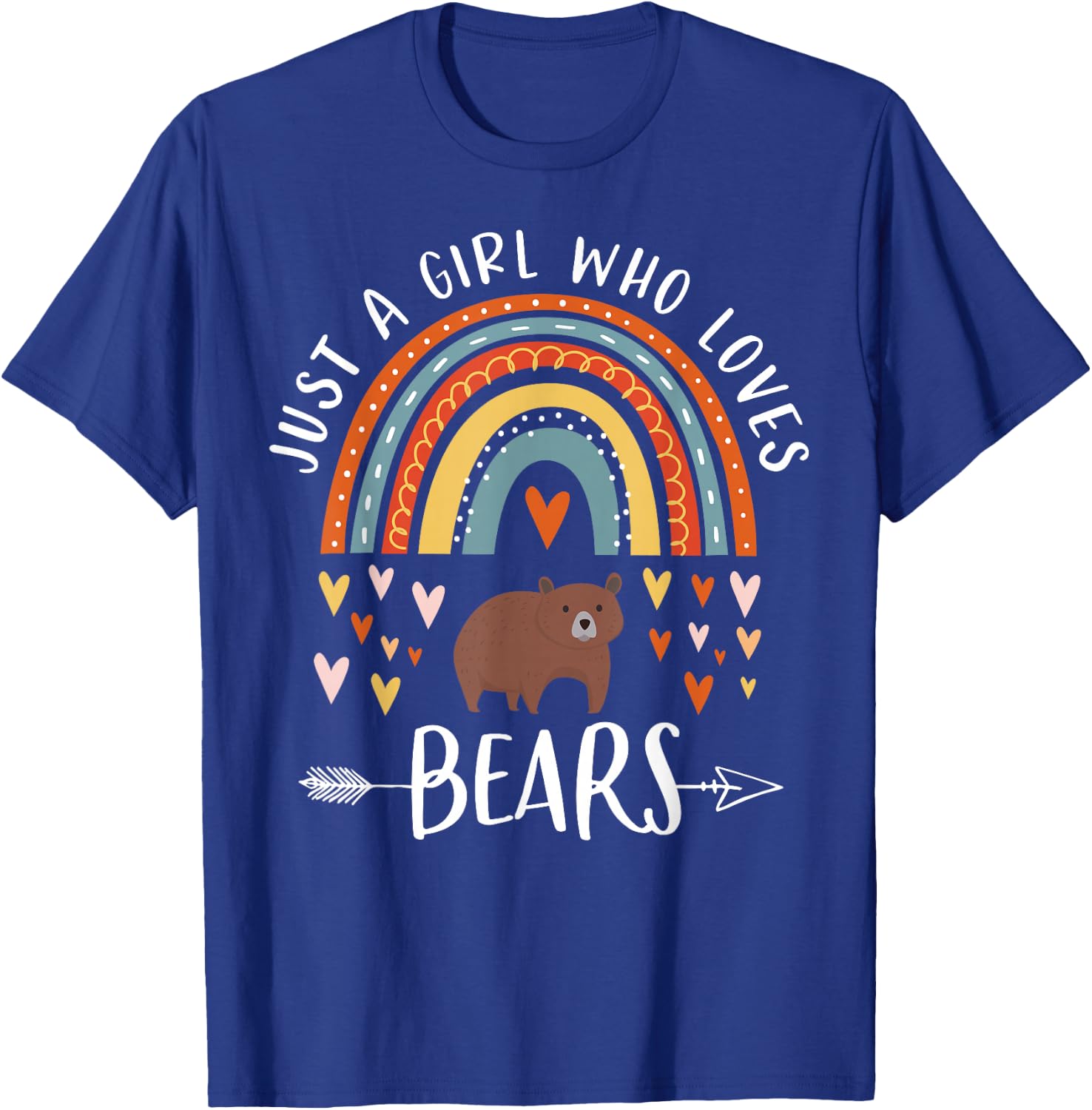Just A Girl Who Loves Bears Rainbow Gifts Brown Bear Lover T-Shirt - T-Shirt | Royal