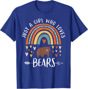 Just A Girl Who Loves Bears Rainbow Gifts Brown Bear Lover T-Shirt - T-Shirt | Royal