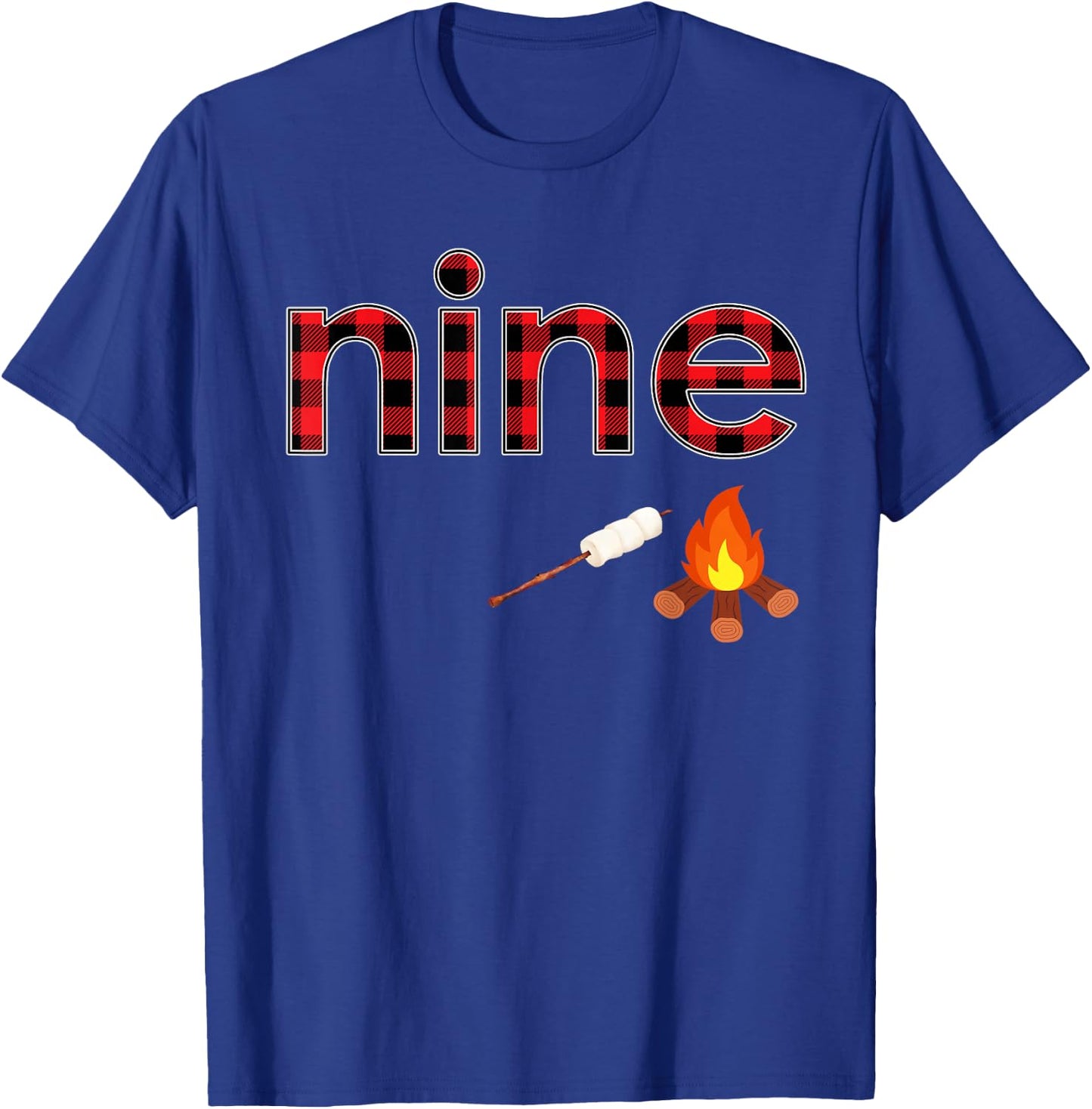 9th Birthday Boy 9 Year Old Campfire Marshmallow Camping T-Shirt - T-Shirt | Royal