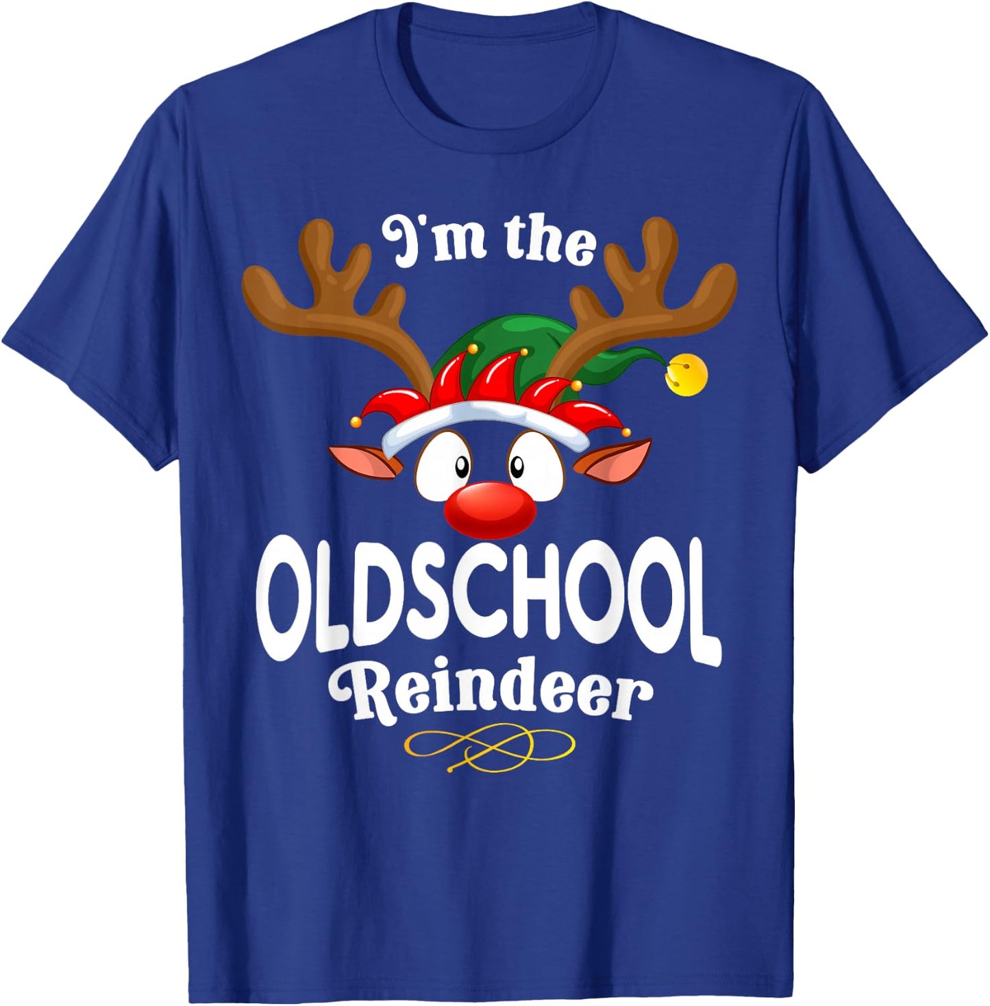 Christmas PJS Oldschool XMas Reindeer Matching T-Shirt - T-Shirt | Royal
