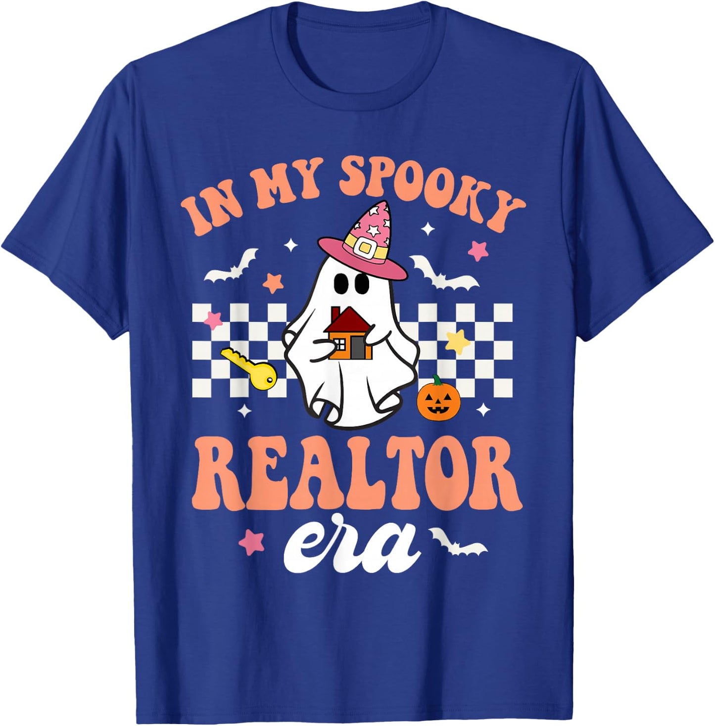 Groovy In My Spooky Realtor Era Ghost Funny Halloween T-Shirt - T-Shirt | Royal