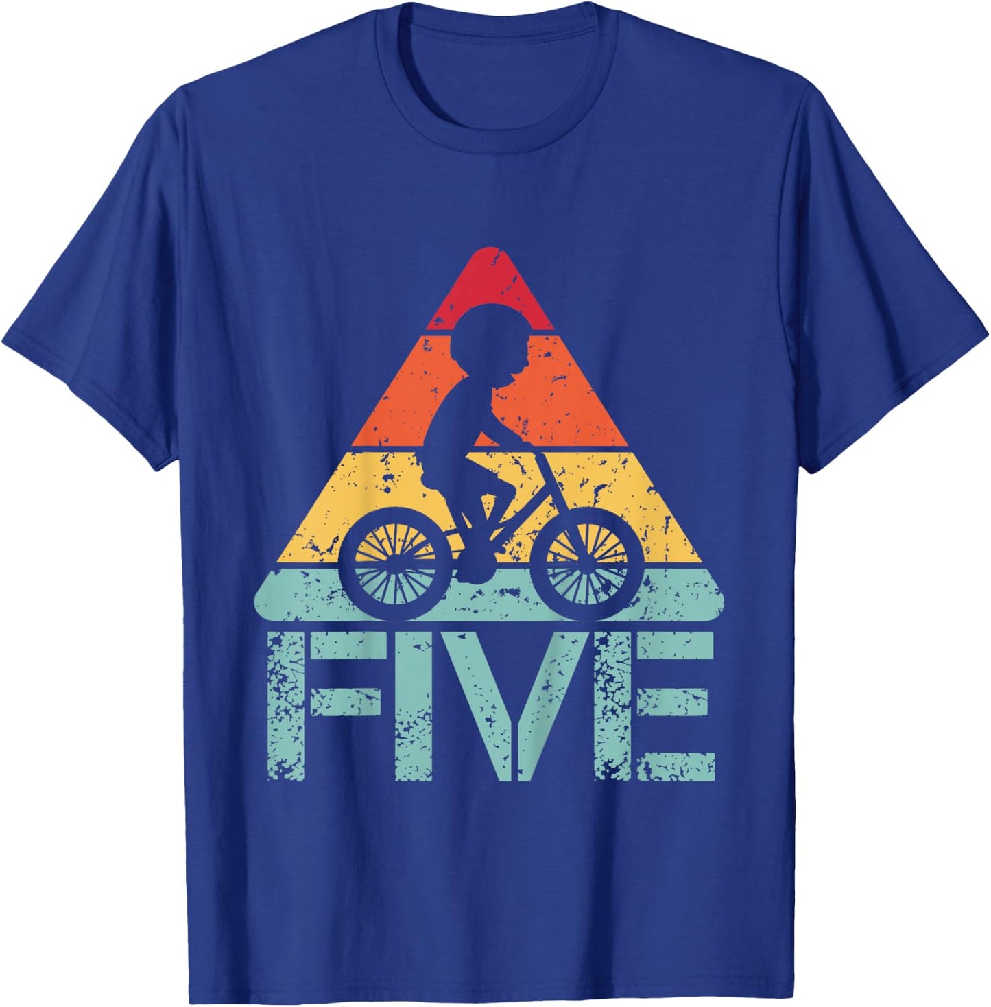 Cyclist Five Birthday Cycling 5th 5 Year Old Bike Birthday T-Shirt - T-Shirt | Royal