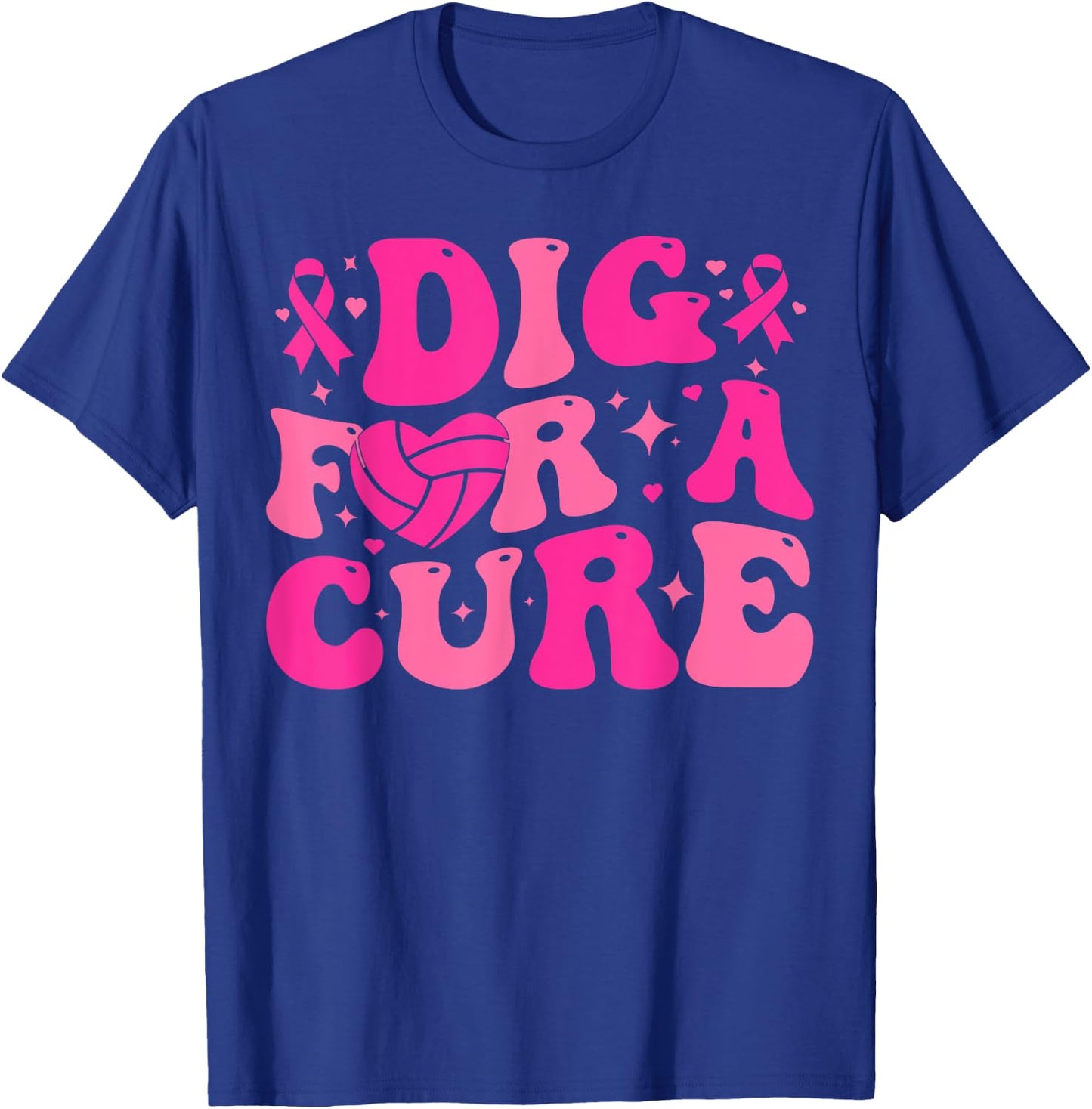 Dig For A Cure Breast Cancer Awareness Volleyball Pink Out T-Shirt - T-Shirt | Royal