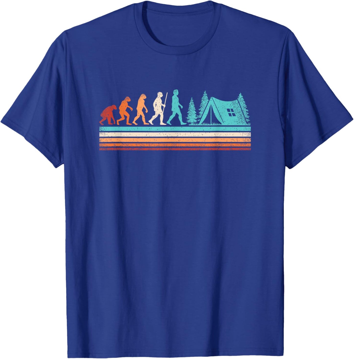 Retro Camping Evolution Outdoor Nature Camper Hiking Camping T-Shirt - T-Shirt | Royal