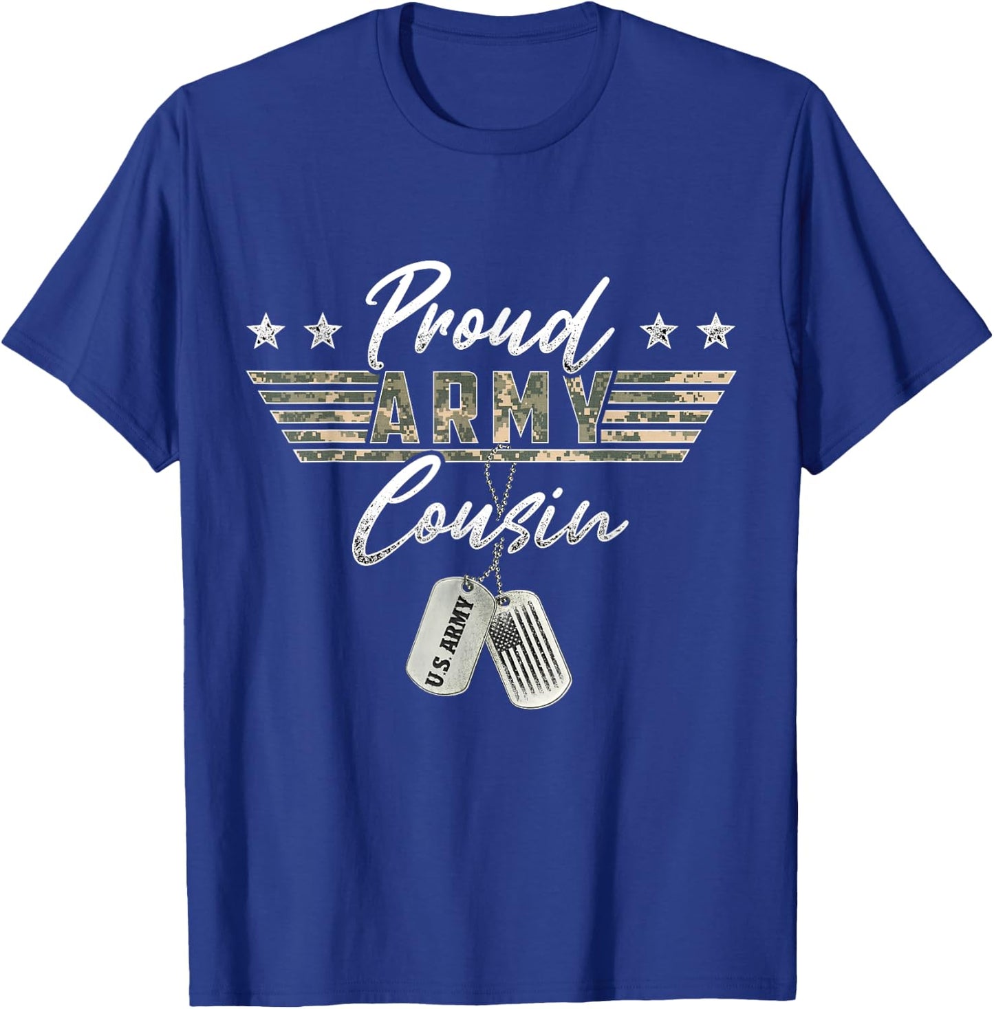 Proud U.S. Army & Military Family Military Gift Proud Army Cousin American Veteran Military T-Shirt - T-Shirt | Royal
