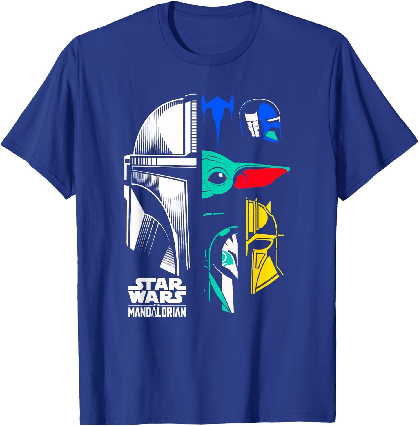 Star Wars: The Mandalorian Color Block Helmet Pop Icons T-Shirt - T-Shirt | Royal