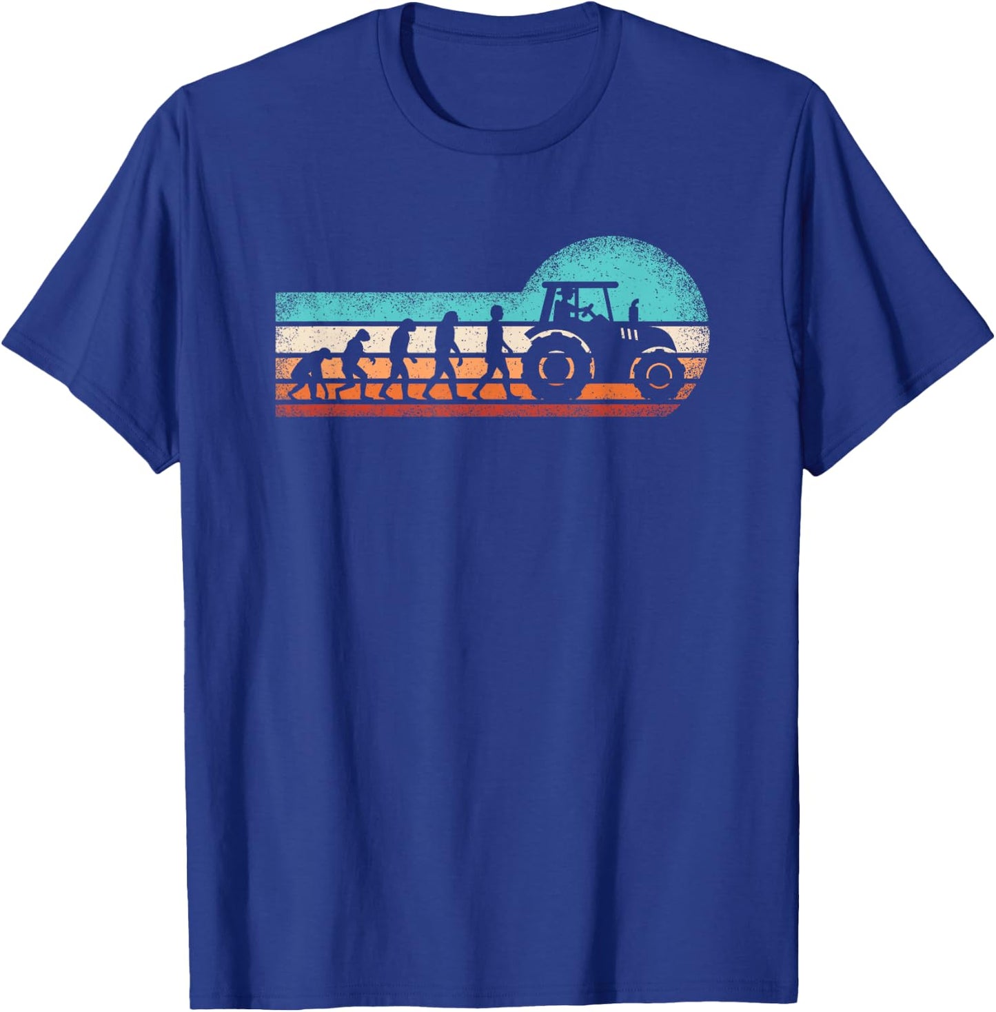 Farmer Evolution Tractor Tractor Agriculture Farmer T-Shirt - T-Shirt | Royal