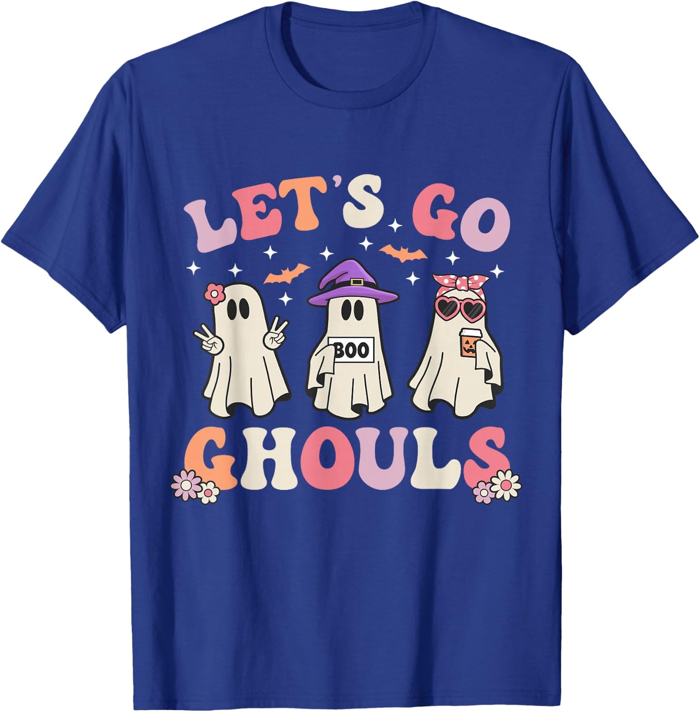 Lets Go Ghouls Retro Halloween Ghost Women Toddler Girl T-Shirt - T-Shirt | Royal