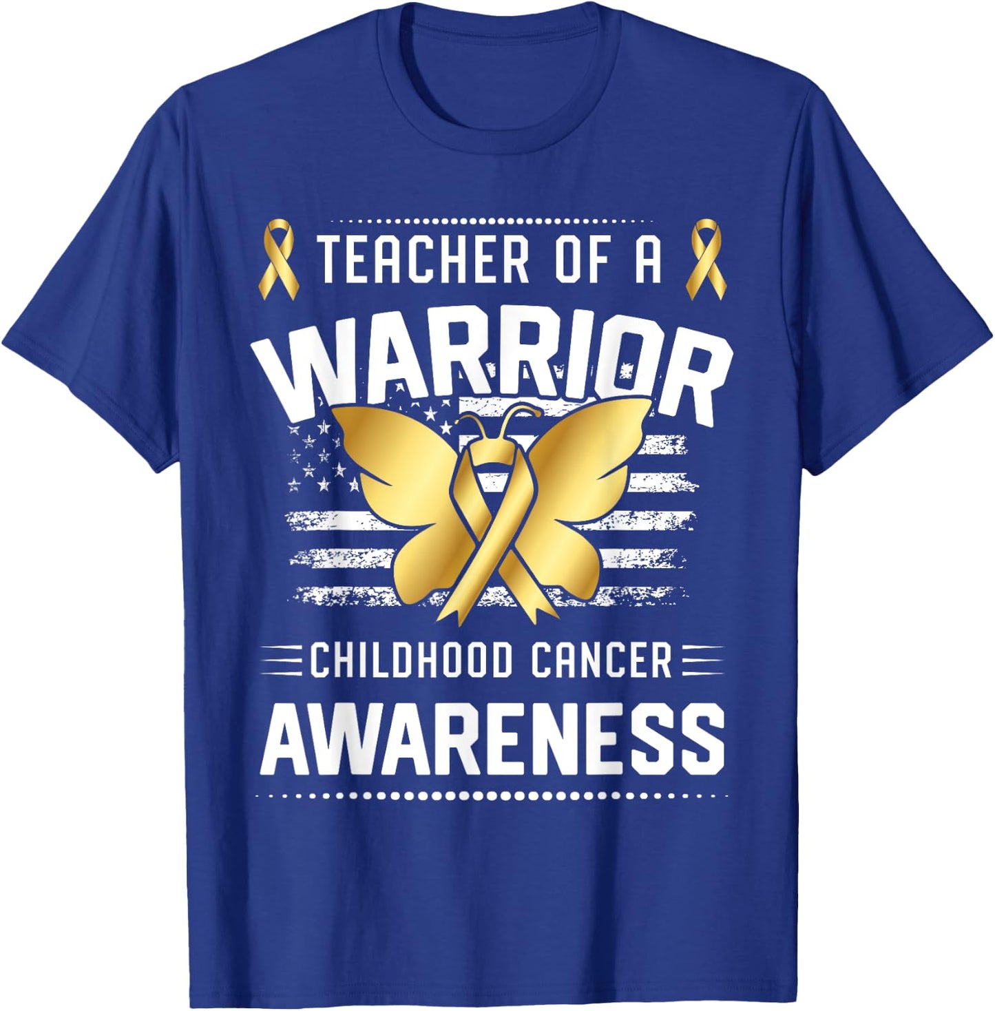 Teacher Of A Warrior Childhood Cancer Awareness T-Shirt - T-Shirt | Royal