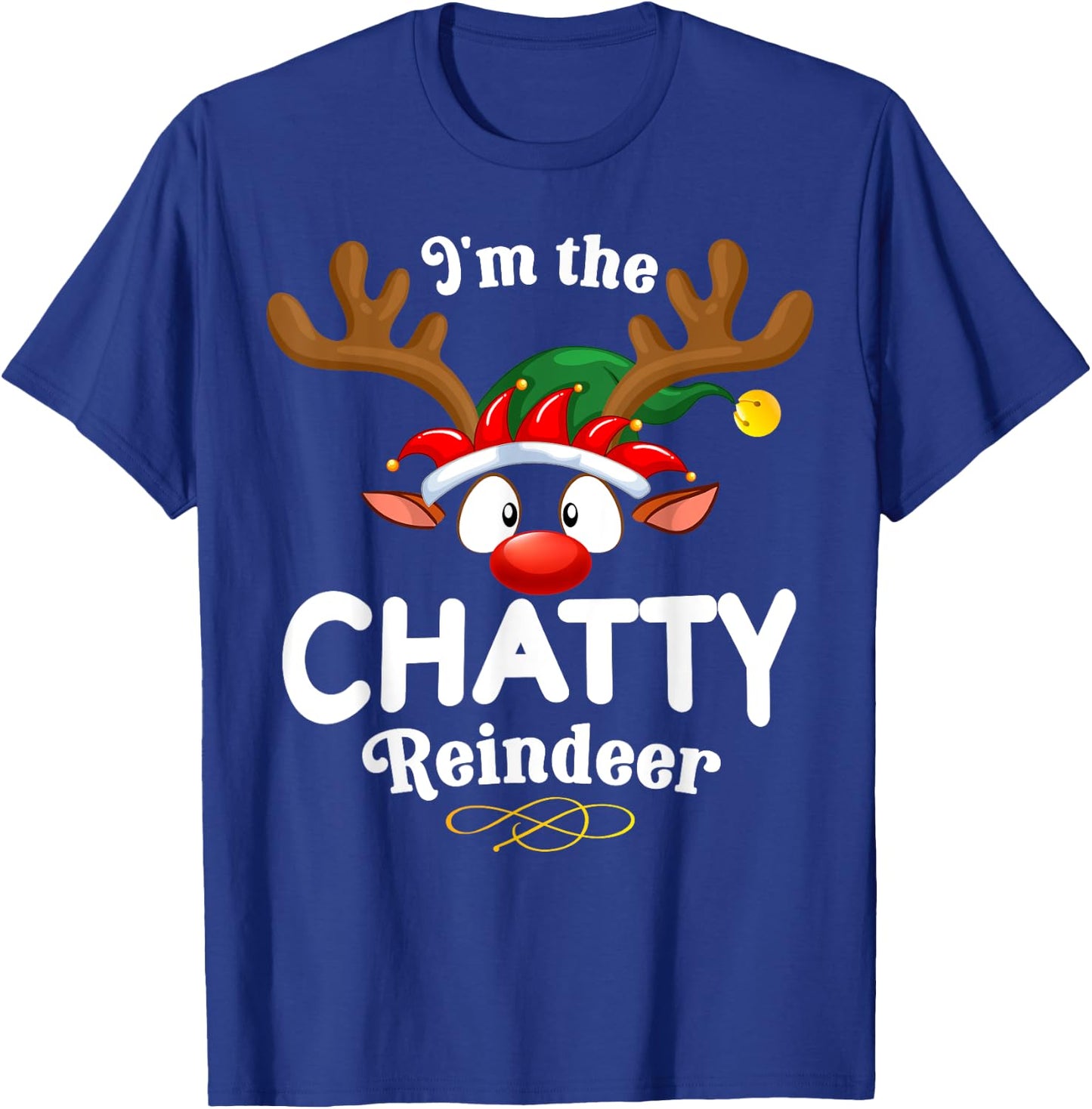 Christmas PJS Chatty Xmas Reindeer Matching T-Shirt - T-Shirt | Royal