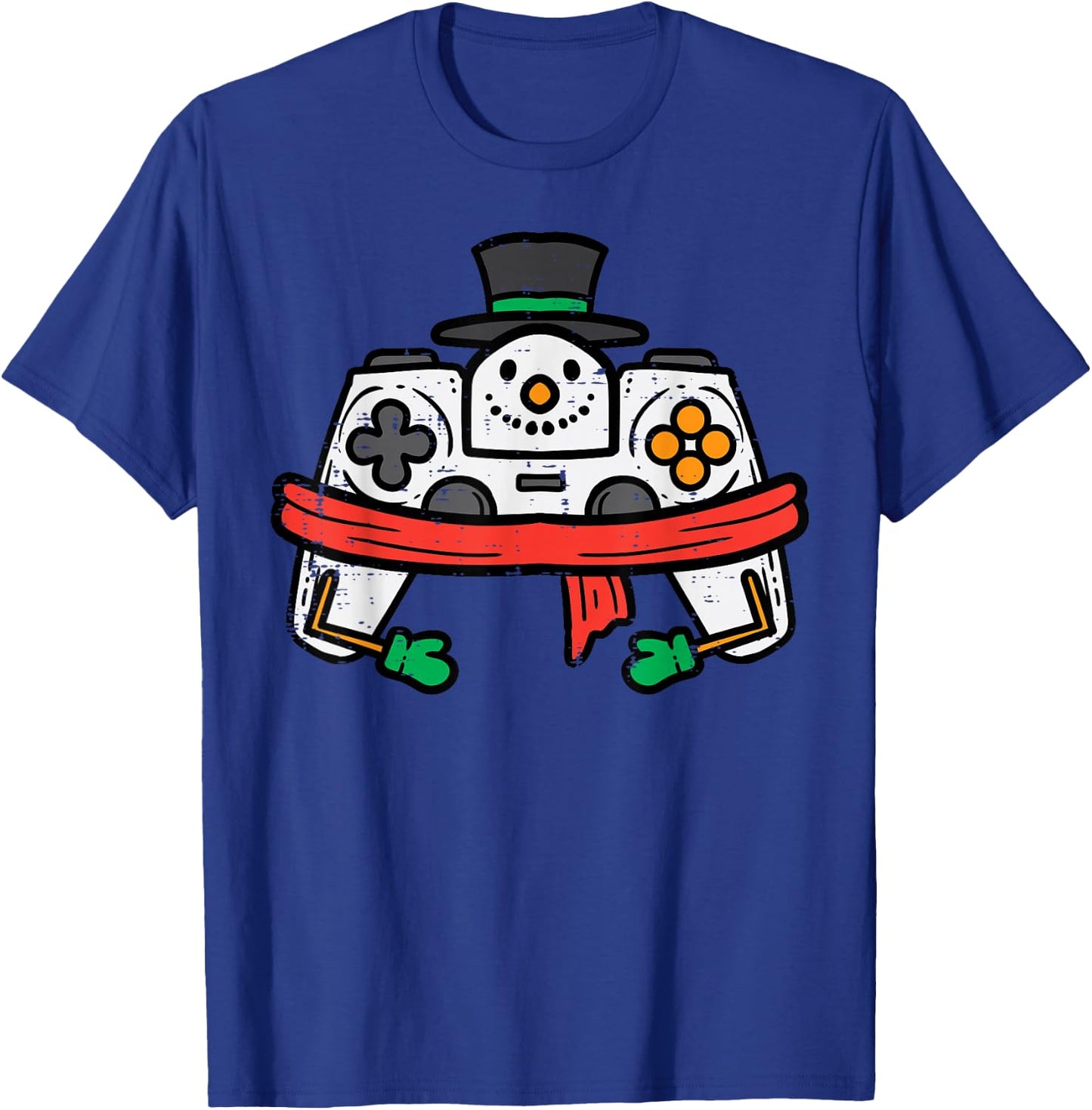 Christmas Snowman Gamer Controller Xmas Gaming Men Boys Kids T-Shirt - T-Shirt | Royal