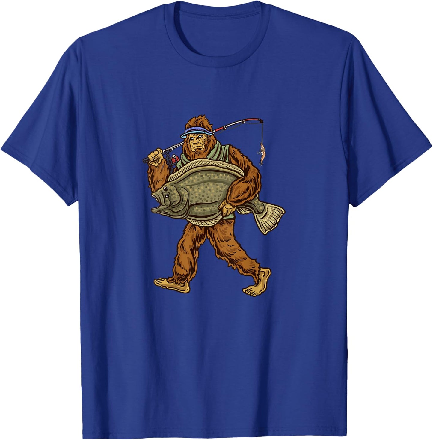 Flounder Fishing Bigfoot Fishermen T-Shirt - T-Shirt | Royal
