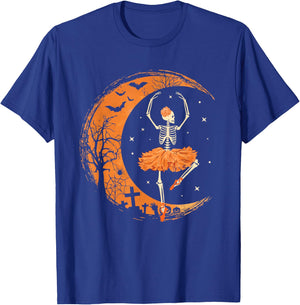 Dancing Skeleton Ballerina Ballet Dance Halloween Women Girl T-Shirt - T-Shirt | Royal