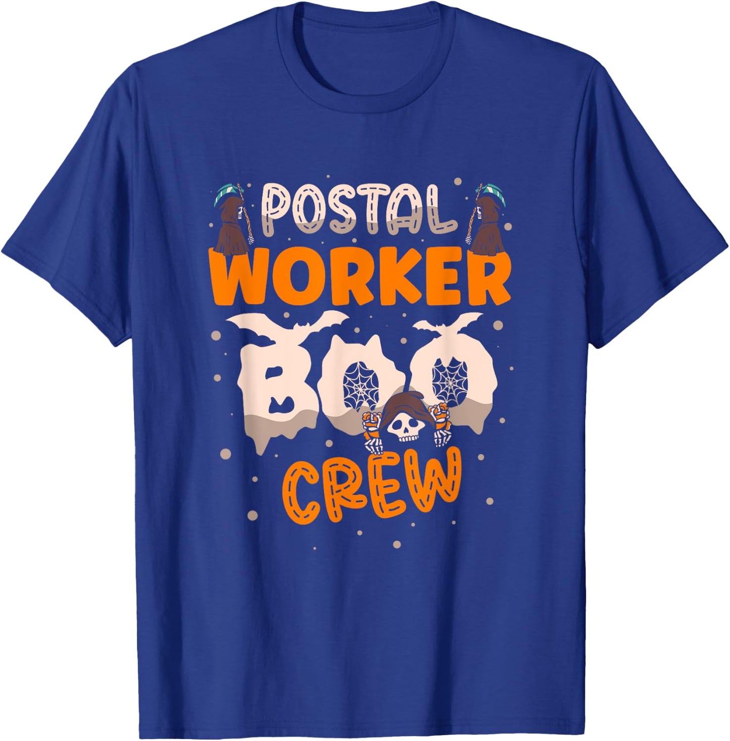 Postal Worker Boo Crew Funny Halloween Postal Worker T-Shirt - T-Shirt | Royal