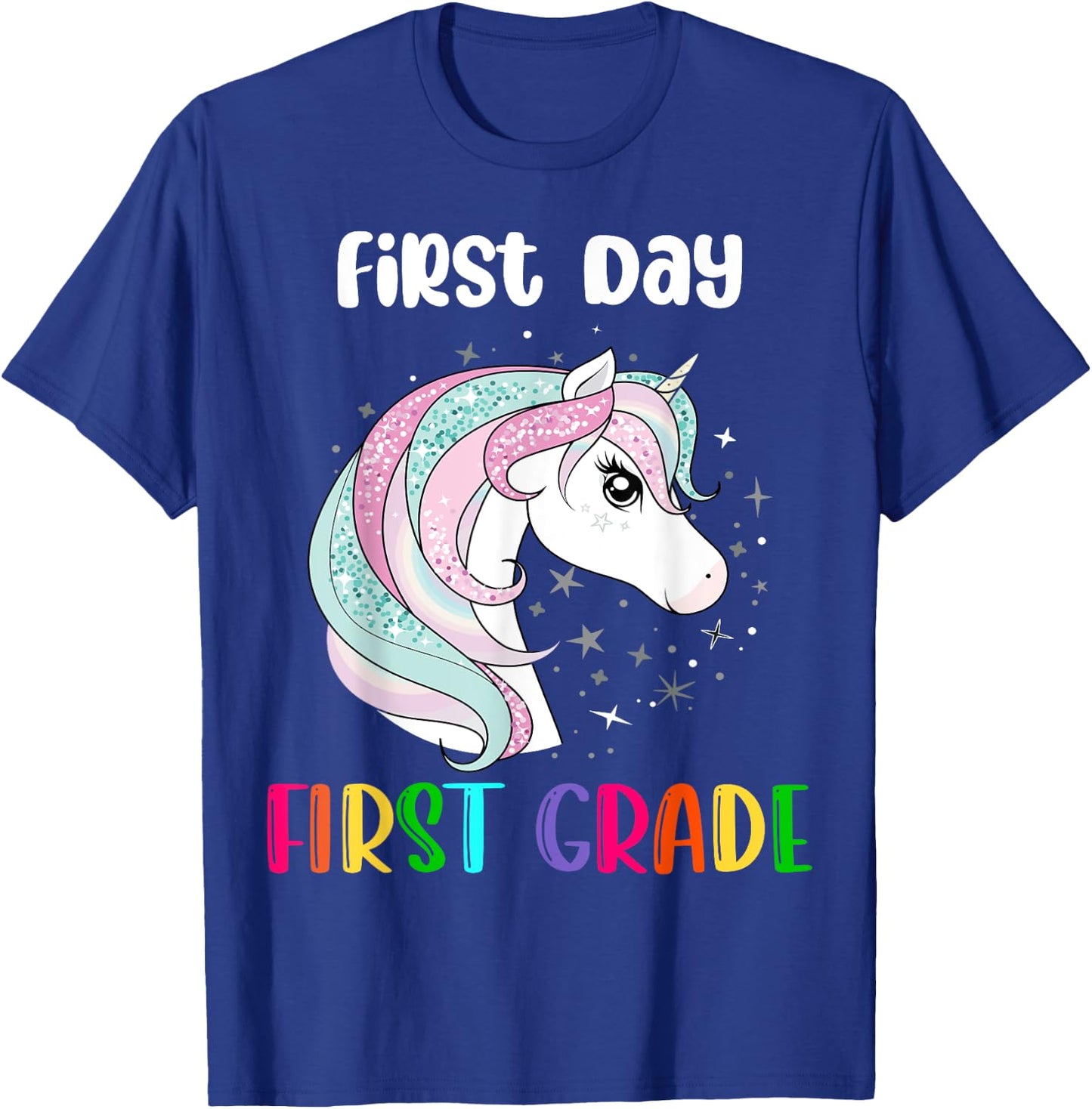 Unicorn First Day Of First Grade 1st Day Of School Girls T-Shirt - T-Shirt | Royal