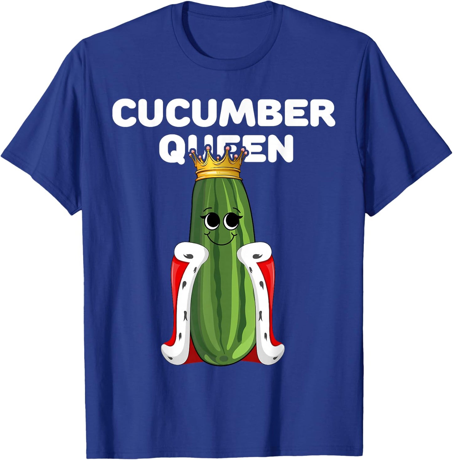 Cucumber Queen Funny Cute Humor Character Art Veggie T-Shirt - T-Shirt | Royal