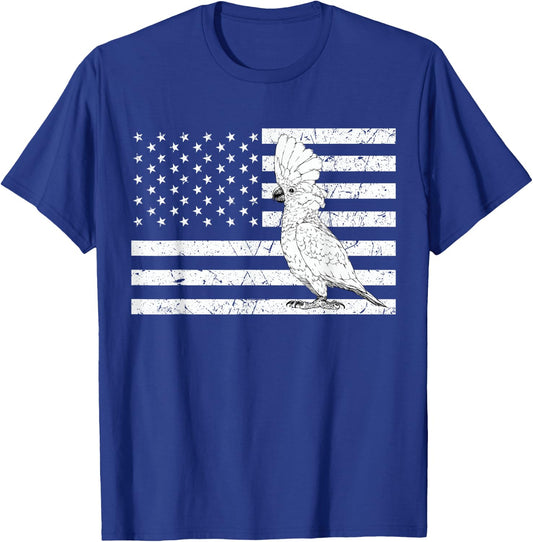 Umbrella Cockatoo 4th of July US American Flag Patriotic T-Shirt - T-Shirt | Royal