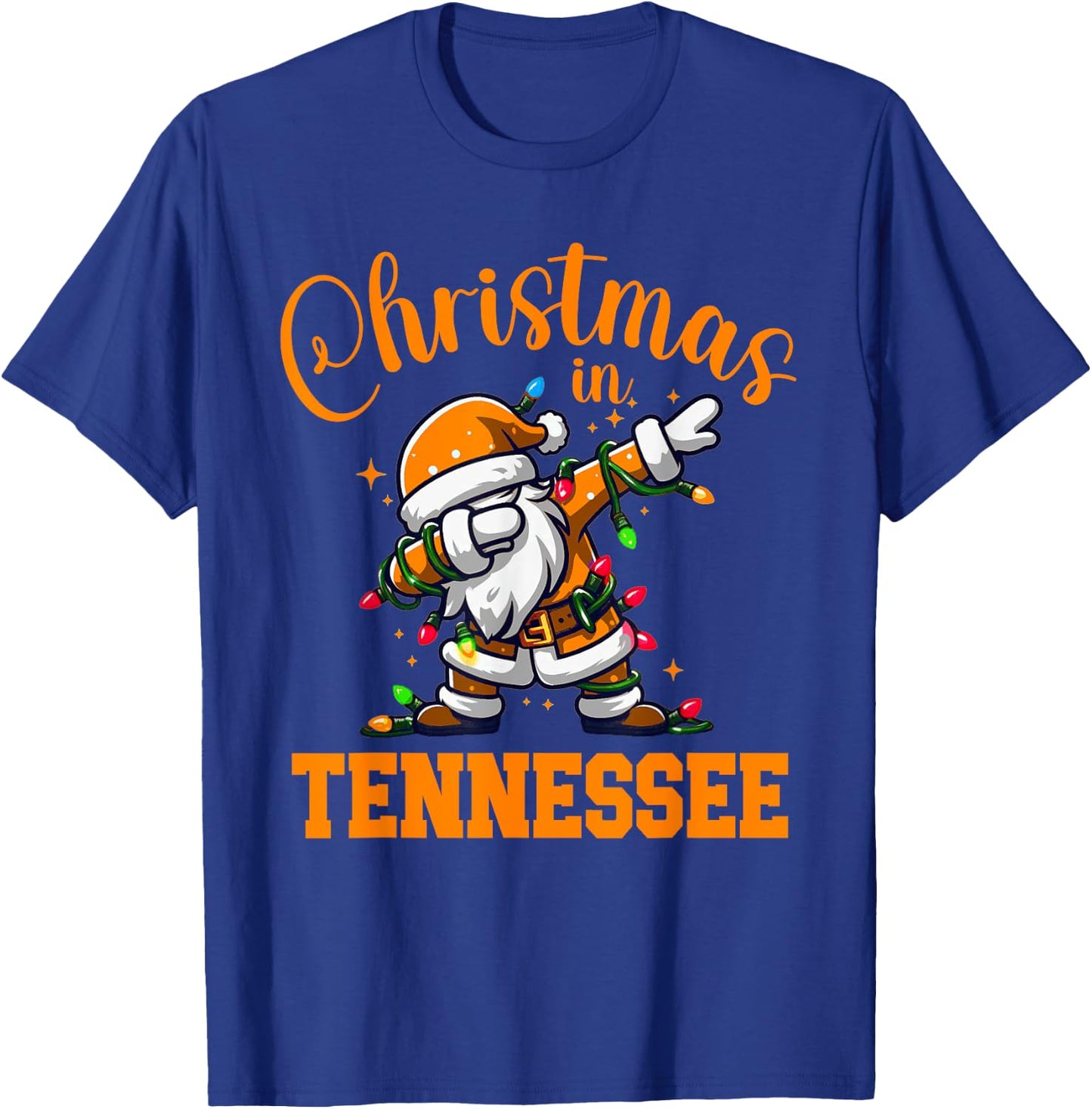 Merry Christmas In Tennessee Funny Dabbing Santa Claus T-Shirt - T-Shirt | Royal