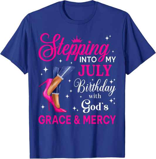 Stepping Into My July Women Girls High Heels Birthday T-Shirt - T-Shirt | Royal