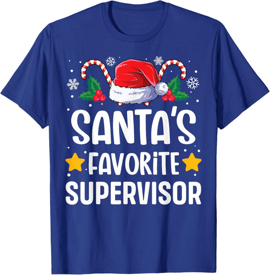 Santas Favorite Supervisor Christmas Matching Group Pajama T-Shirt - T-Shirt | Royal