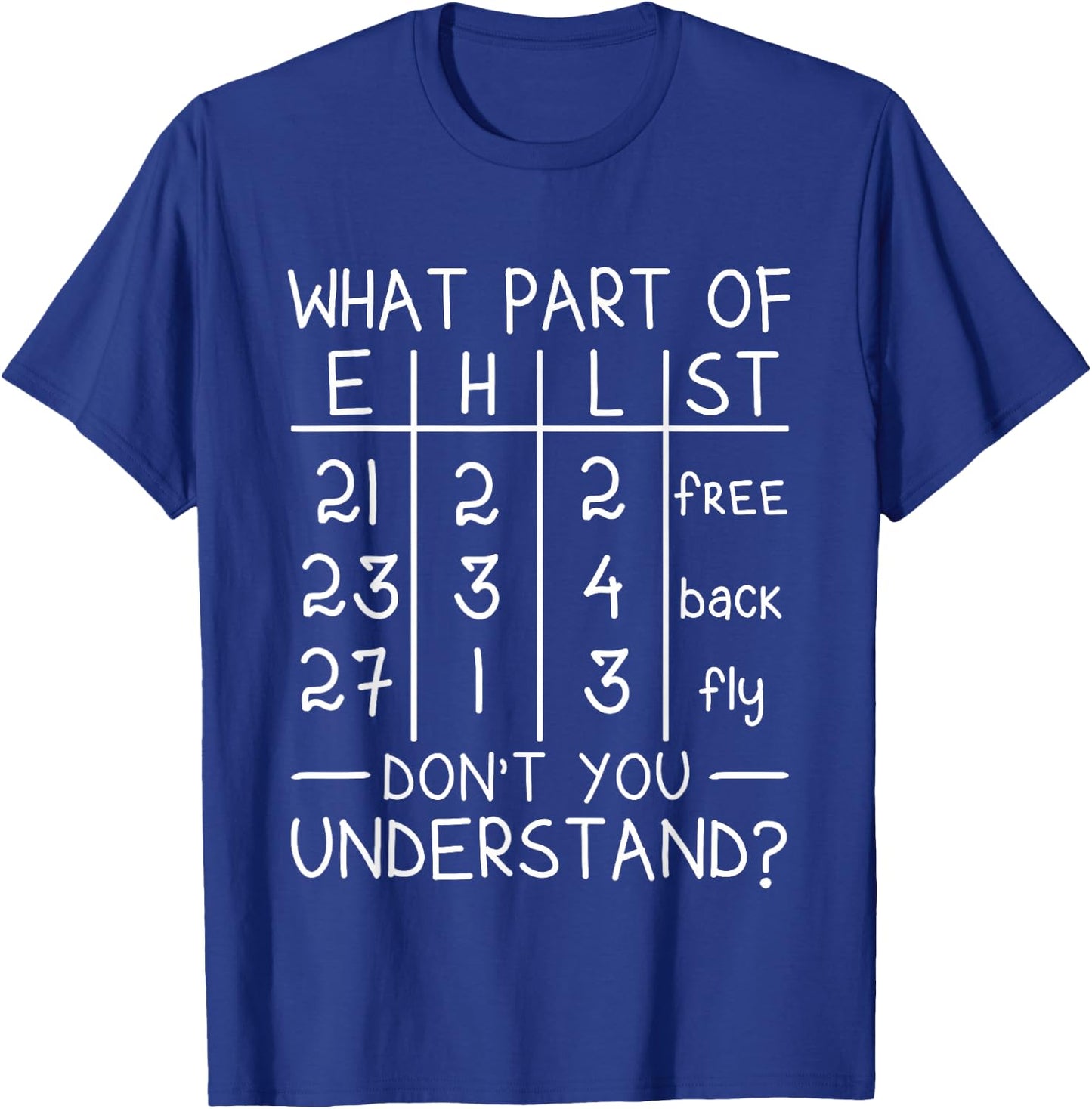 Swimming Swimmer What Part Don't You Understand Swim Team T-Shirt - T-Shirt | Royal