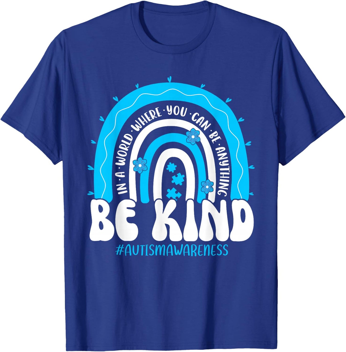 Be Kind Autism Awareness Groovy Rainbow Choose Kindness T-Shirt - T-Shirt | Royal